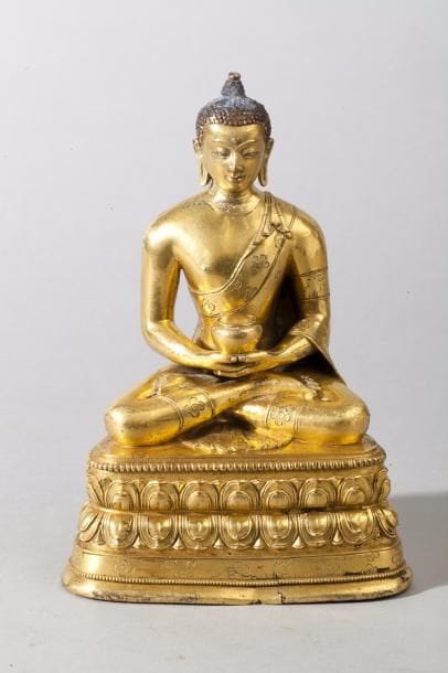 Chine, XVIIIe siècle Sujet en bronze doré,...