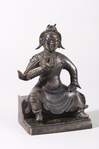 Chine, XVIIIe siècle Sujet en bronze de patine...