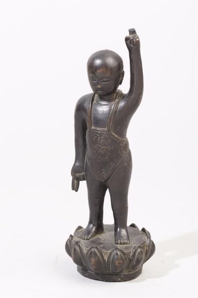 Chine, XIXe siècle Sujet en bronze de patine...