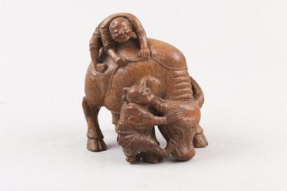 Chine, fin XIXe siècle Groupe en bambou sculpté,...