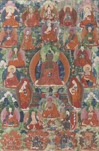 Tibet, XVIIIe siècle Thangka en encre et...