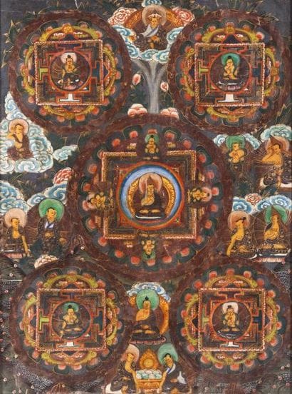 Népal, XIXe siècle Thangka en couleurs sur...