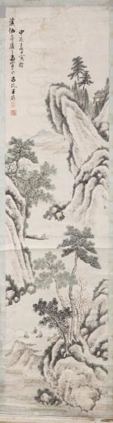 Chine, XIXe siècle Deux peintures verticales...