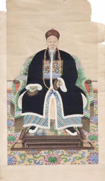 Chine, fin XIXe siècle Deux peintures en...