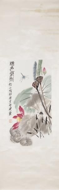 Chine, XXe siècle Peinture au lavis et couleurs...