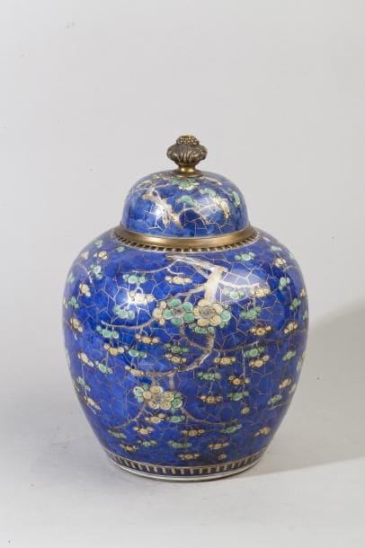 Chine, XIXème Pot à gingembre en porcelaine,...