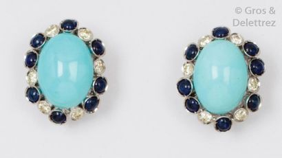 Paire de boucles d’oreilles en or gris 14K...