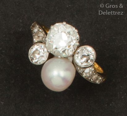 Bague «?Toi et Moi?» en or jaune et platine...
