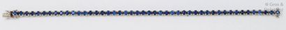 Bracelet ligne en or gris serti de saphirs...