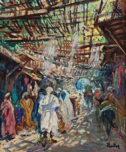 Henri PONTOY (1888-1968) Souk couvert animé...