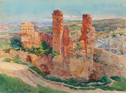 Condo de Satriano (XIXe- XXe) Deux aquarelles...