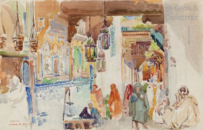 Condo de Satriano (XIXe- XXe) Deux aquarelles...
