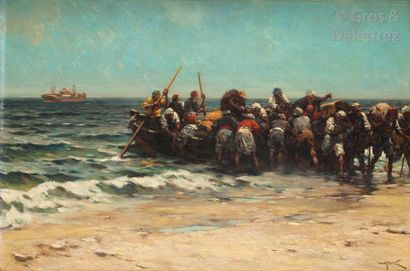 Hermanus Willem KOEKKOEK (1867-1929) Le débarquement...