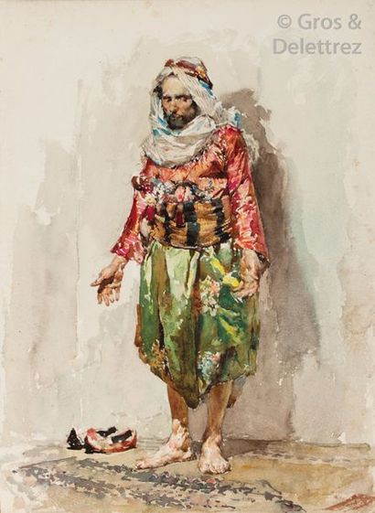 Attilio SIMONETTI (1843-1925) La prière Aquarelle....