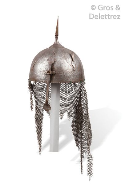 Casque (Kulah-Khud) en acier. Iran, XIXème...