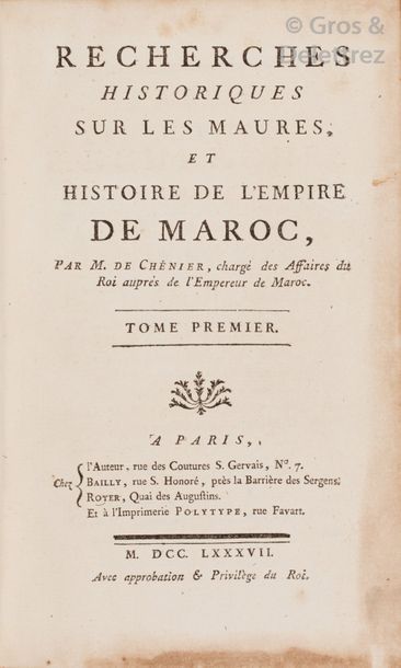 Louis-Sauveur de CHENIER. Recherches historiques...