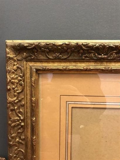 CADRE en bois et stuc dorés style Louis XIV,...