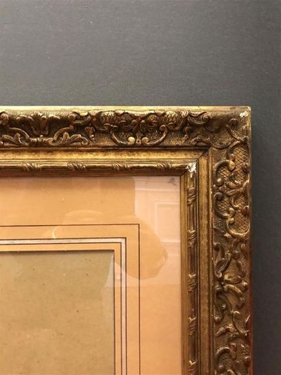 CADRE en bois et stuc dorés style Louis XIV,...