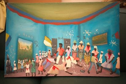 Cérémonie vodou au péristyle 

Acrylique...