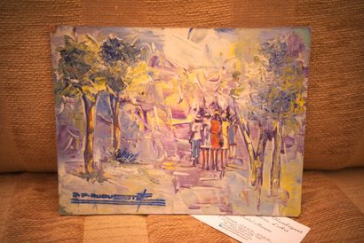 AUGUSTE S. P. 

En promenade 

Huile sur...