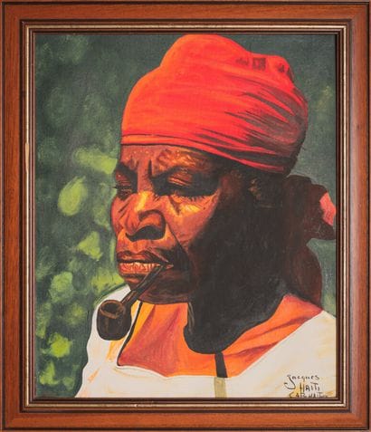 HAITI Jacques 

Idarine with a pipe 

Acrylic...