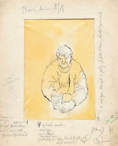Mária BOZÓKY (1917-1996) 
Personnage buvant
Dessin...