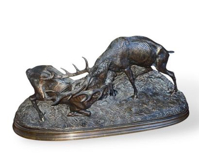 MENE Pierre Jules 1810 - 1879
Combat de Cerfs
Bronze...