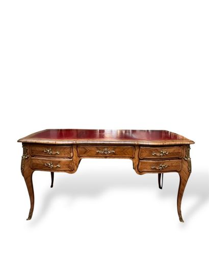 BUREAU PLAT DOUBLE FACE en bois et placage...