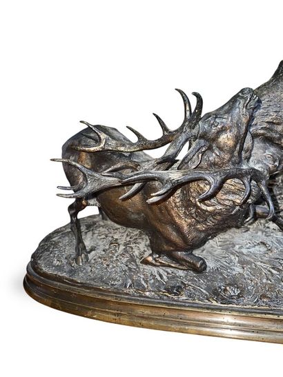 MENE Pierre Jules 1810 - 1879
Combat de Cerfs
Bronze...