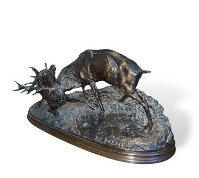 MENE Pierre Jules 1810 - 1879
Combat de Cerfs
Bronze...