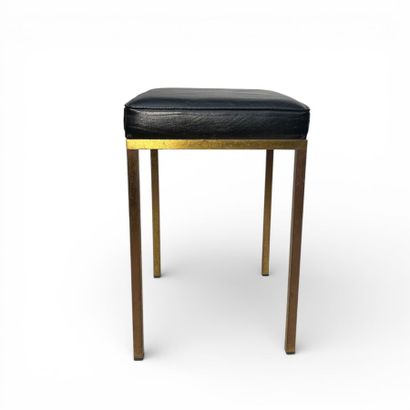 TABOURET en métal doré et assise en skaï...