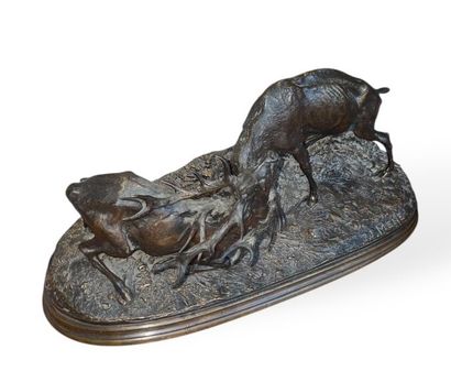 MENE Pierre Jules 1810 - 1879
Combat de Cerfs
Bronze...
