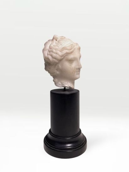 TETE DE JEUNE FEMME en marbre sculpté 
Tête...