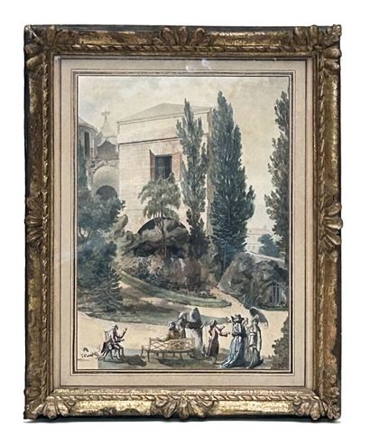 ECOLE FRANCAISE vers 1790
Paysages de parcs...