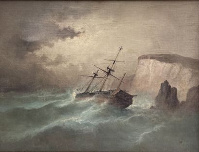 Théodore GUDIN (1802-1880)
Le naufrage 
Huile...