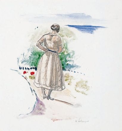 Henri LEBASQUE - 1865-1937
JEUNE FEMME CONTEMPLANT...