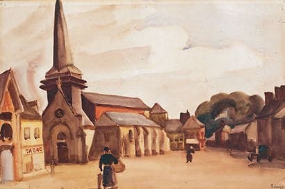 Jules ZINGG - 1882-1942
PLACE ANIMÉE DEVANT...