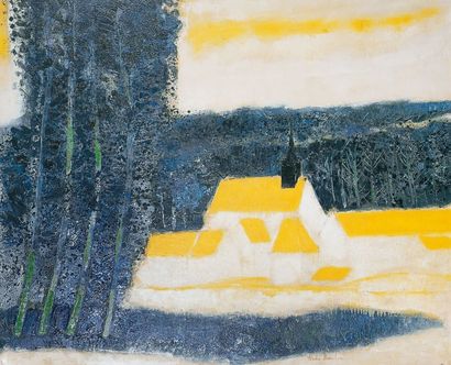 André BRASILIER, né en 1929
VILLAGE AUX TOITS...
