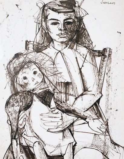 Jean JANSEM, né en 1920
MÈRE ET ENFANT Dessin...