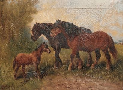 Henry SCHOUTEN - 1864-1924
CHEVAUX ET POULAIN...