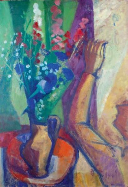 Yves ALIX - 1890-1953
NATURE MORTE AUX BLEUETS,...