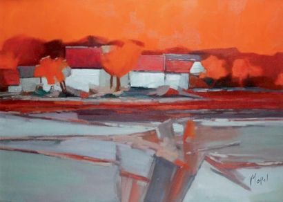 Émile MOREL, né en 1918
CIEL ROUGE Huile...