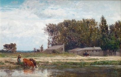 Émile LAMBINET - 1815-1877
BORD DE RIVIÈRE...