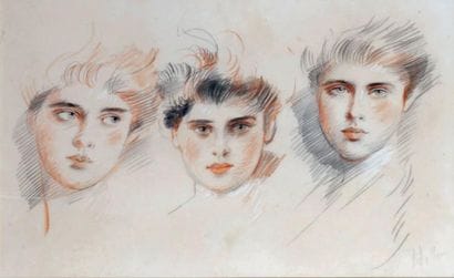Paul-Cesar HELLEU - 1859-1927
LES TROIS JEUNES...