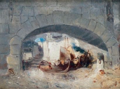 Eugène DESHAYES - 1828-1890
VENISE, GONDOLES...