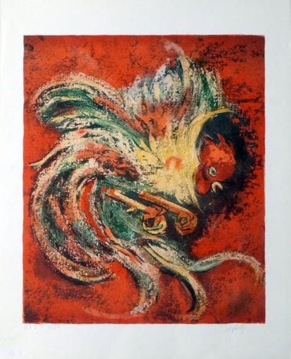 Henry d'ANTY (1910-1998)
Le coq. Lithographie...