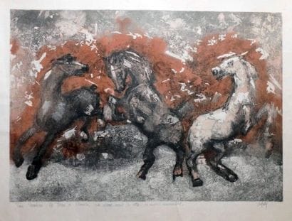 Henry d'ANTY (1910-1998)
Les chevaux. Lithographie...