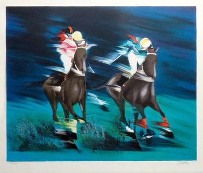 Victor SPAHN (né en 1949)
La course. Lithographie...