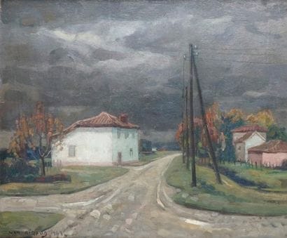 Jean RIGAUD - 1912-1999
L'ENTRÉE DU VILLAGE,...