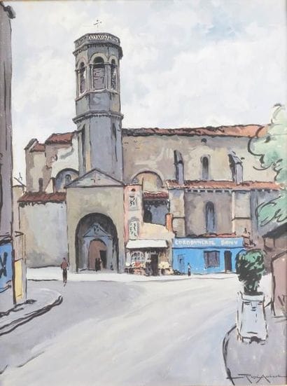 René AUBERT - 1894-1977
L'ÉGLISE Gouache...